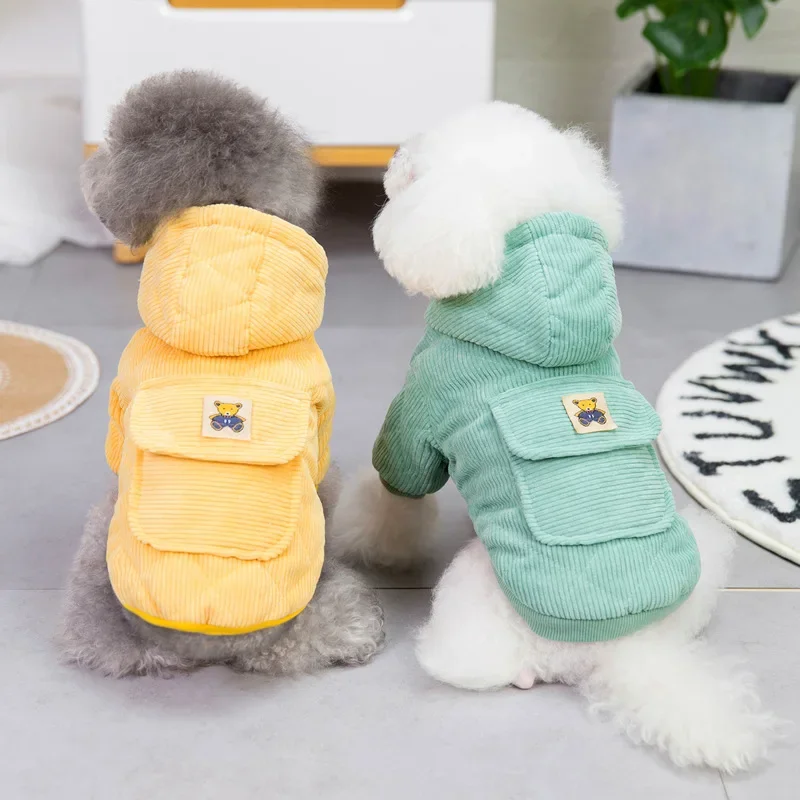 Corduroy Dog Coat with Leash D - D Ring Strap 评论和价格